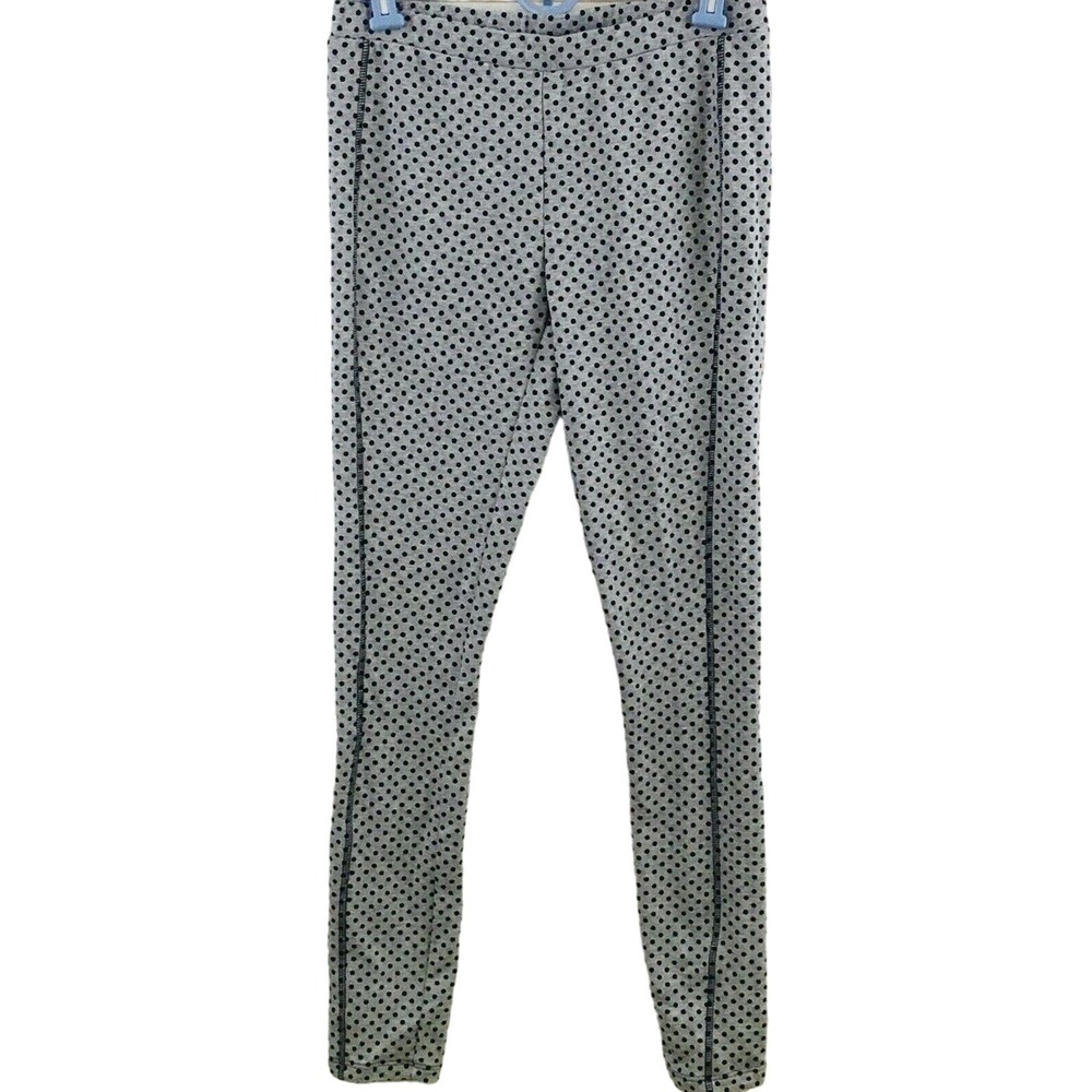 Womens S RELAX by Lynn Ritchie Leggings Black Gray Polka Dots 29" Inseam‎ New